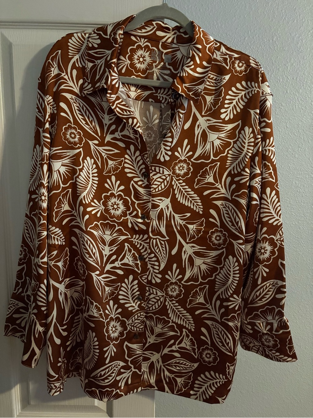 Women's Floral Button-Up Blouse — Rust & Cream this is from the Latina Edition